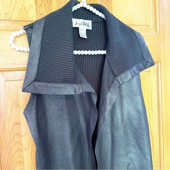Joseph Ribkoff Womens Faux Suede Vest Sz 4 Ribbed Open Front Lightweight Moto - Picture 2 of 7